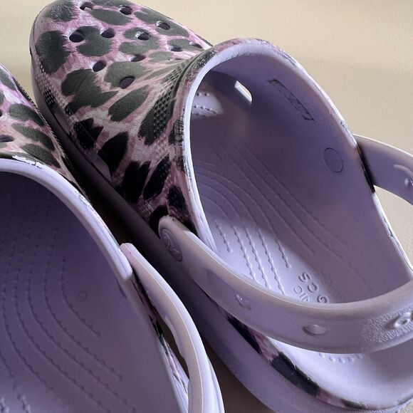 Kids Crocs Classic Animal Cutie Girls Purple Leopard Platform Clog Size J5 - Picture 13 of 16